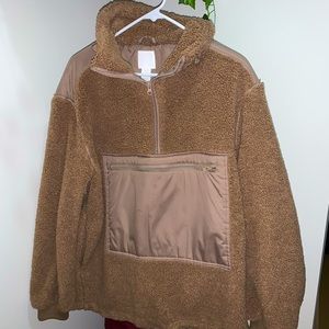 oversized h&m fuzzy teddy bear sherpa